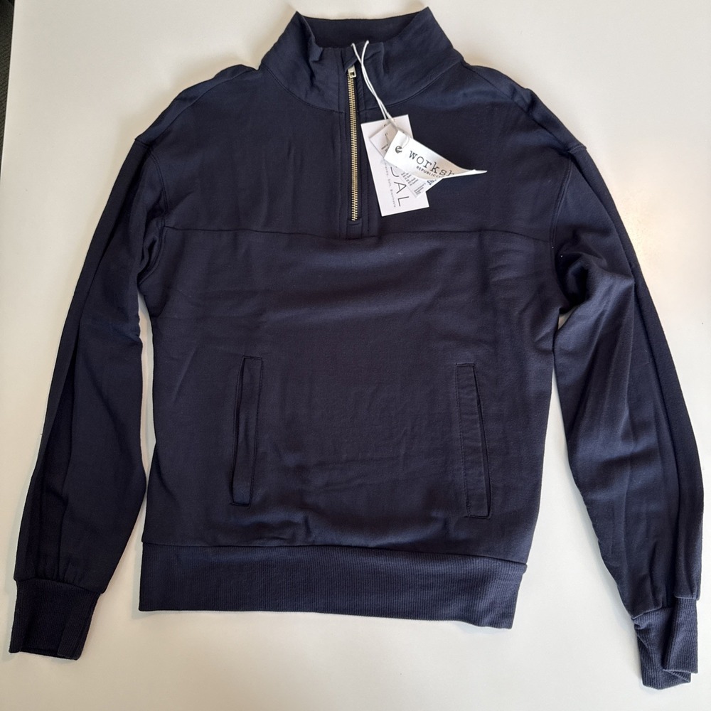 Workshop Republic Clothing W Navy 3/4 Zip Pullover Model CozyS XS NWT 0068